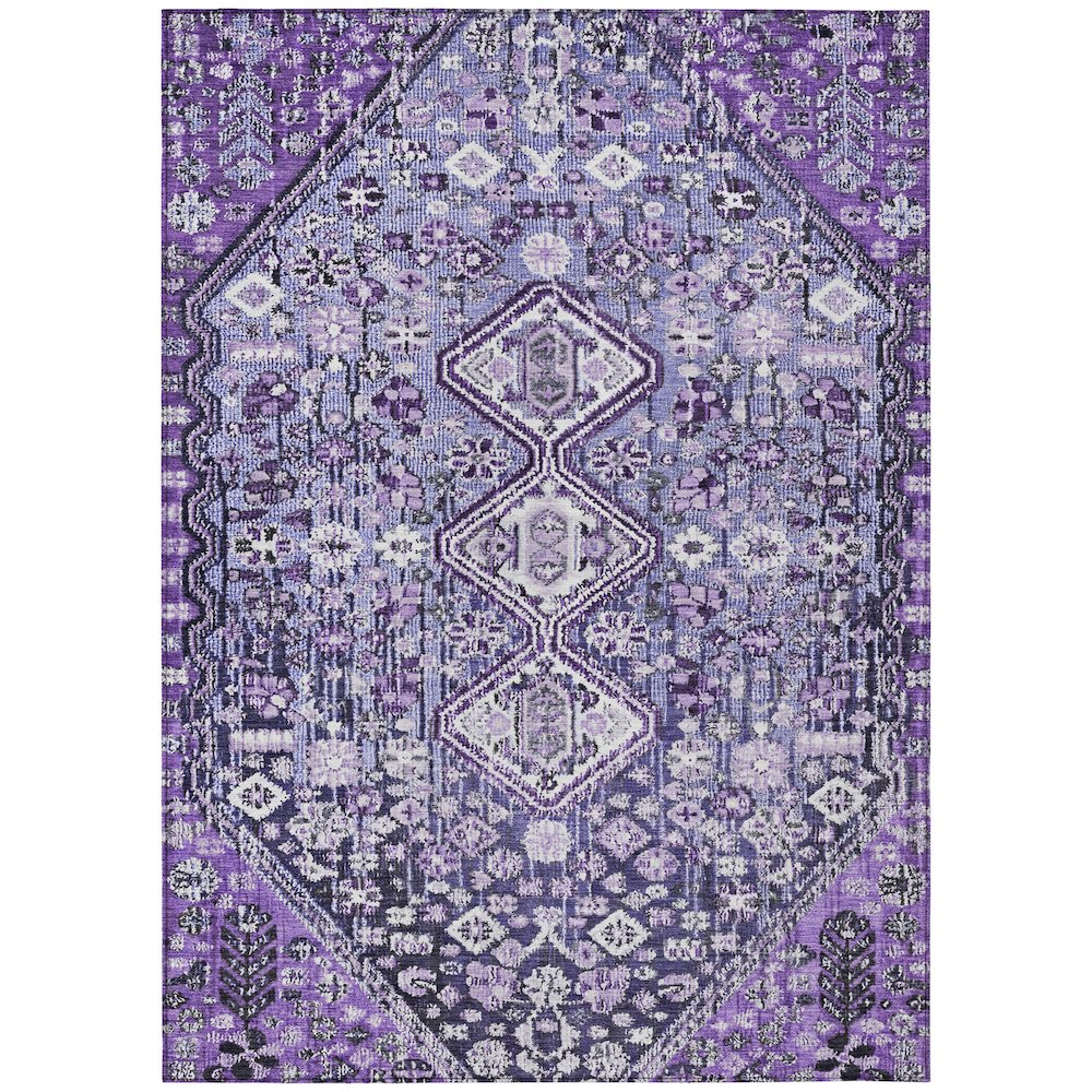 Machine Washable Indoor/Outdoor Chantille Purple 5' x 7'6" Rug. Picture 1