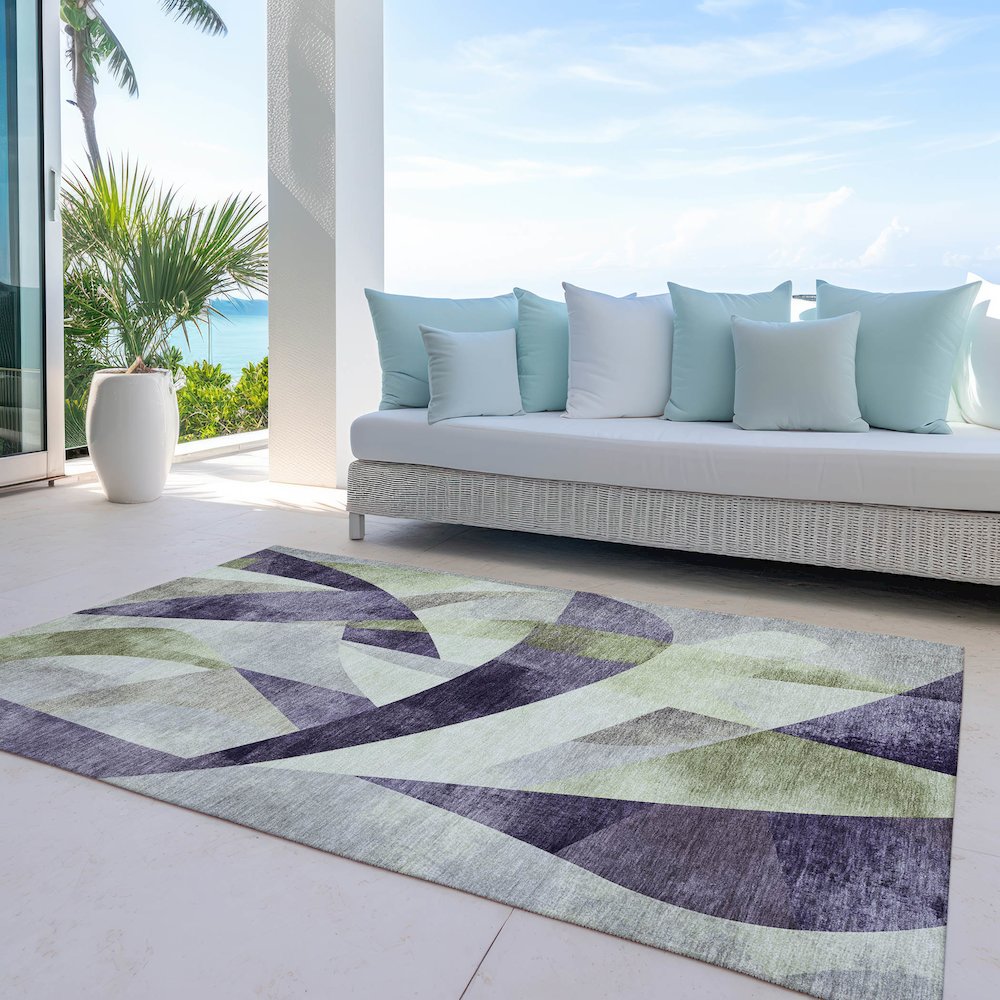 Machine Washable Indoor/Outdoor Chantille Purple 5' x 7'6" Rug. Picture 7