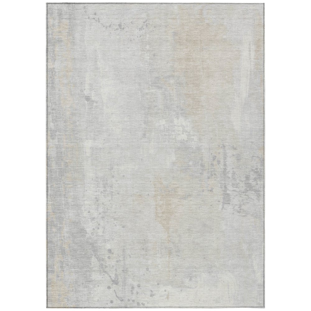 Machine Washable Indoor/Outdoor Chantille Ivory 5' x 7'6" Rug. Picture 1