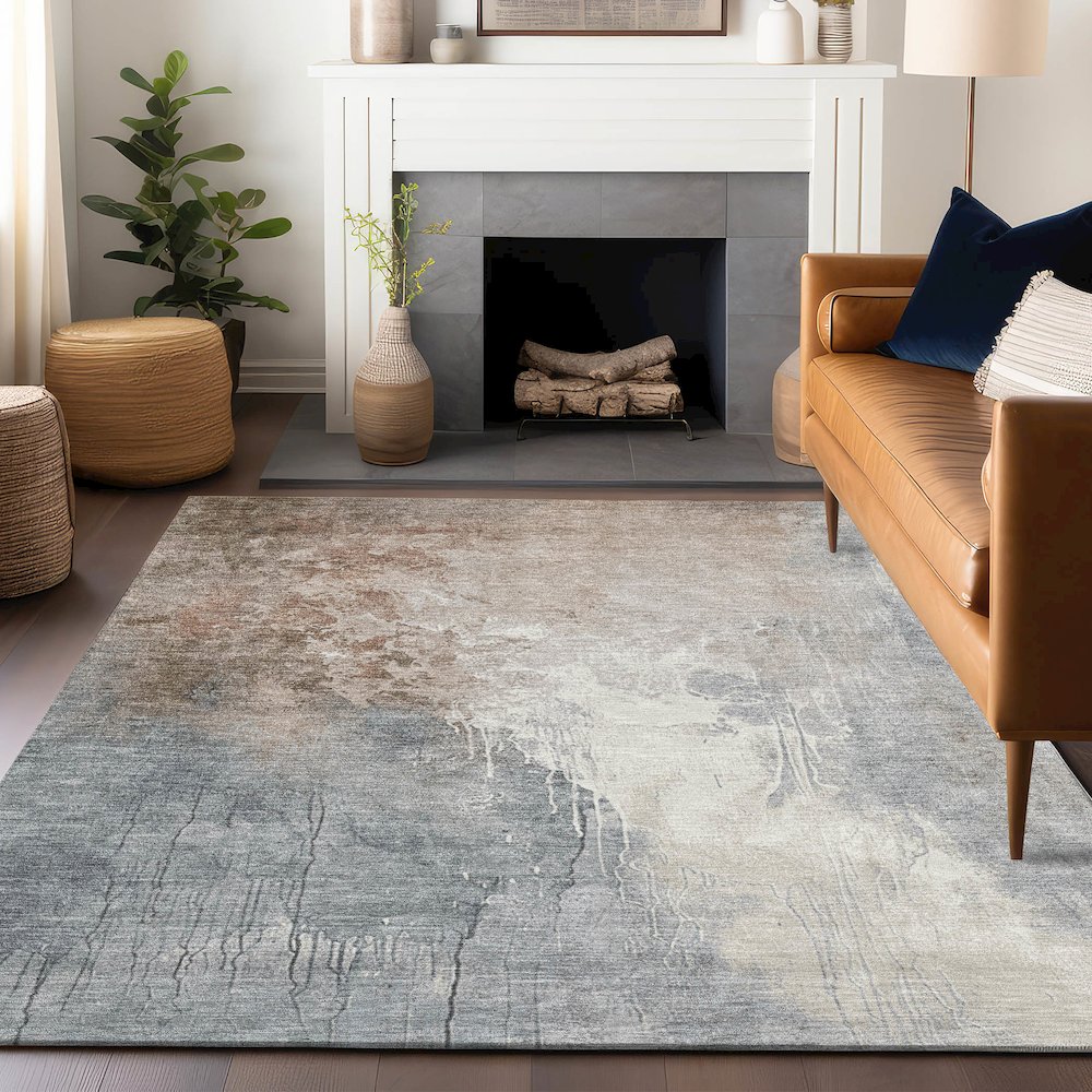 Machine Washable Indoor/Outdoor Chantille Paprika 5' x 7'6" Rug. Picture 5