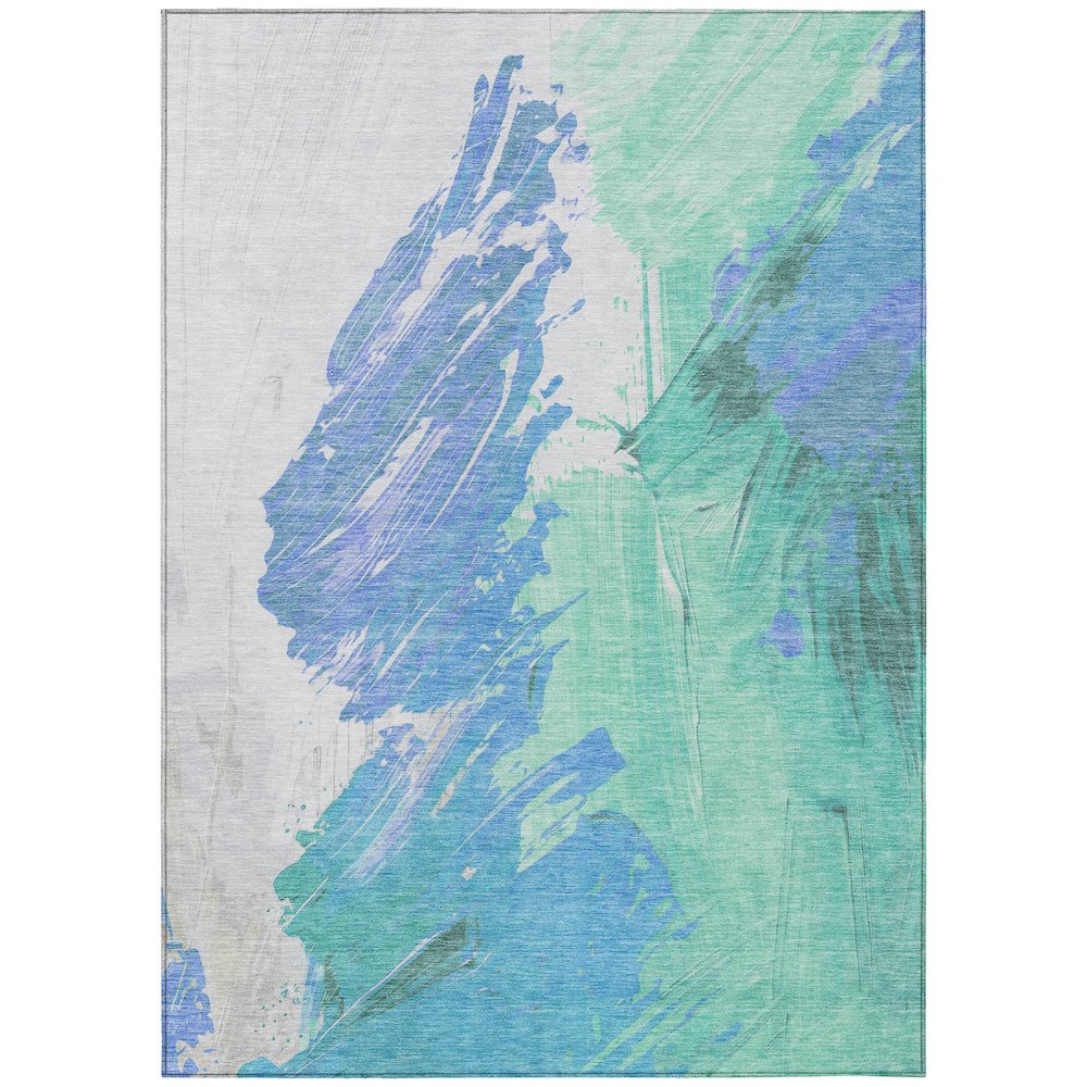 Machine Washable Indoor/Outdoor Chantille Seafoam 5' x 7'6" Rug. Picture 1