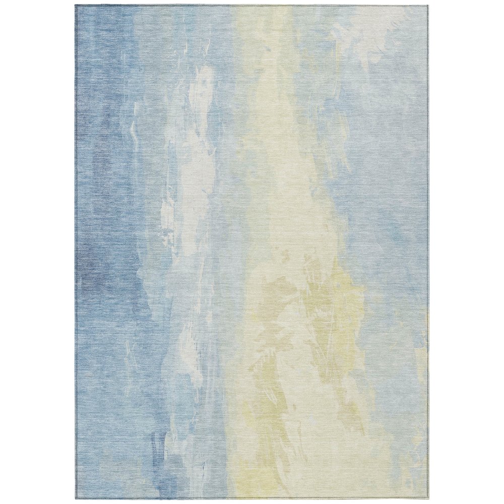 Machine Washable Indoor/Outdoor Chantille Denim 5' x 7'6" Rug. Picture 1