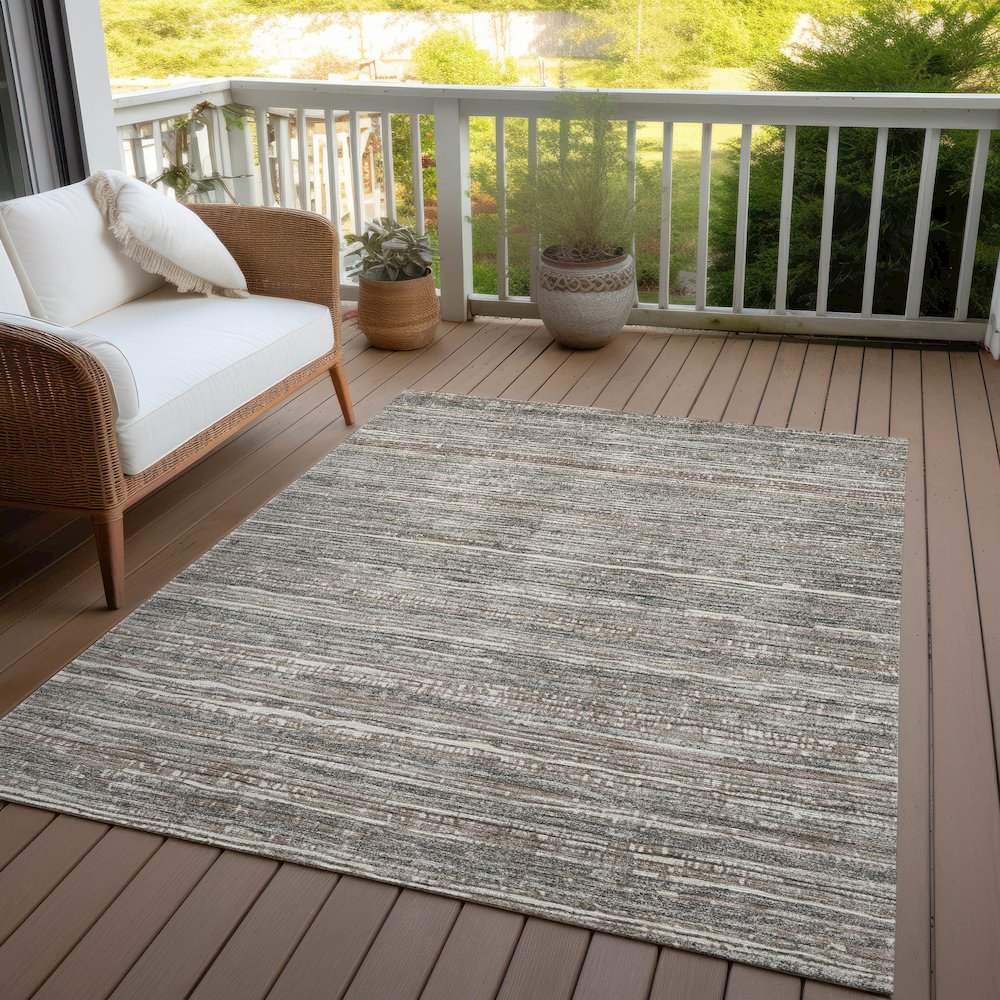 Machine Washable Indoor/Outdoor Chantille Beige 5' x 7'6" Rug. Picture 7