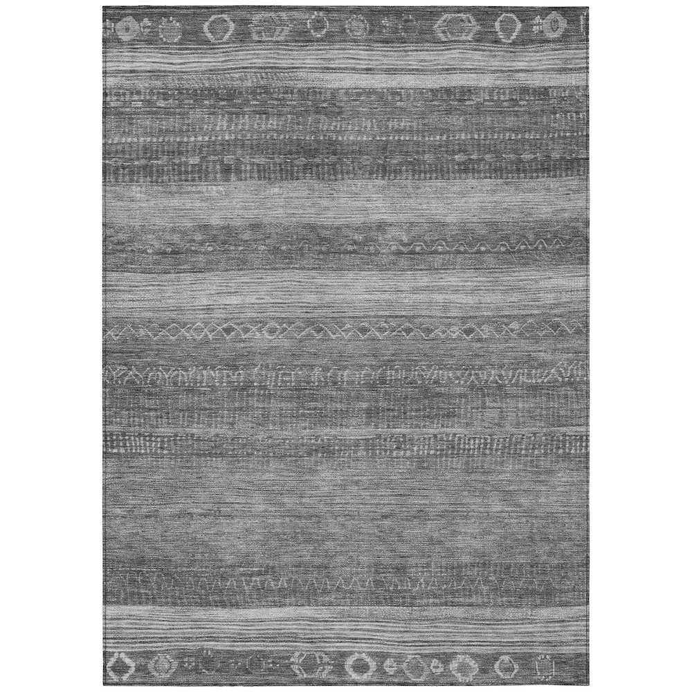 Machine Washable Indoor/Outdoor Chantille Gray 5' x 7'6" Rug. Picture 1