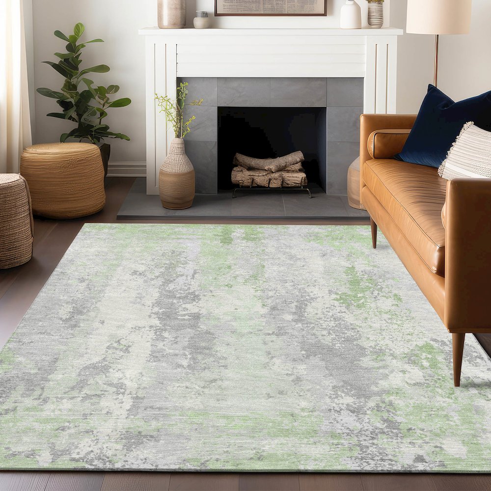 Machine Washable Indoor/Outdoor Chantille Aloe 5' x 7'6" Rug. Picture 5