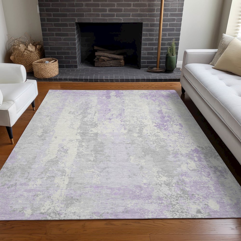 Machine Washable Indoor/Outdoor Chantille Lavender 5' x 7'6" Rug. Picture 6