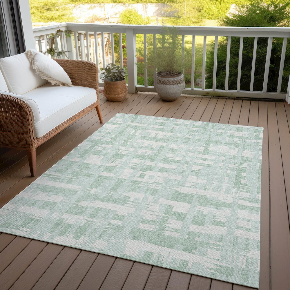 Machine Washable Indoor/Outdoor Chantille Mint 5' x 7'6" Rug. Picture 7