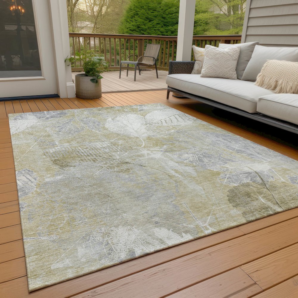 Machine Washable Indoor/Outdoor Chantille Beige 5' x 7'6" Rug. Picture 8