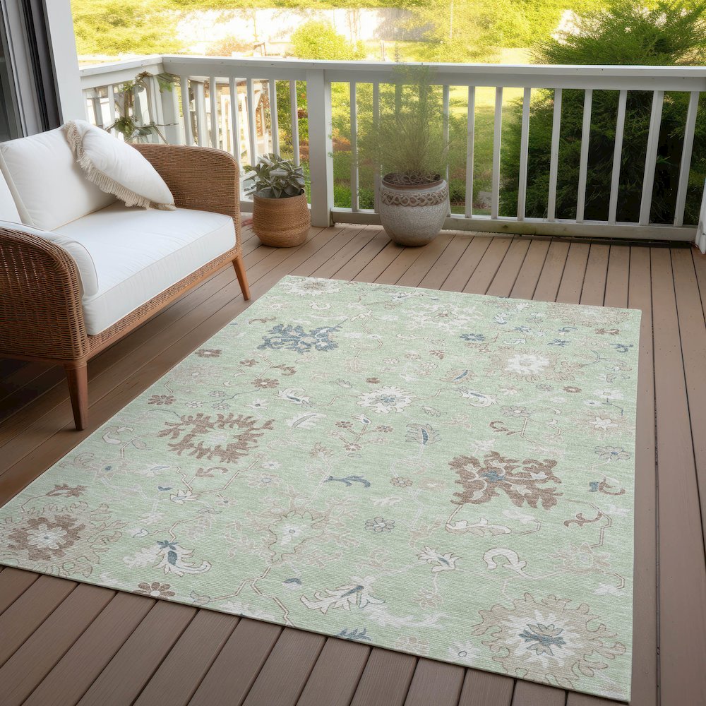 Machine Washable Indoor/Outdoor Chantille Aloe 5' x 7'6" Rug. Picture 7