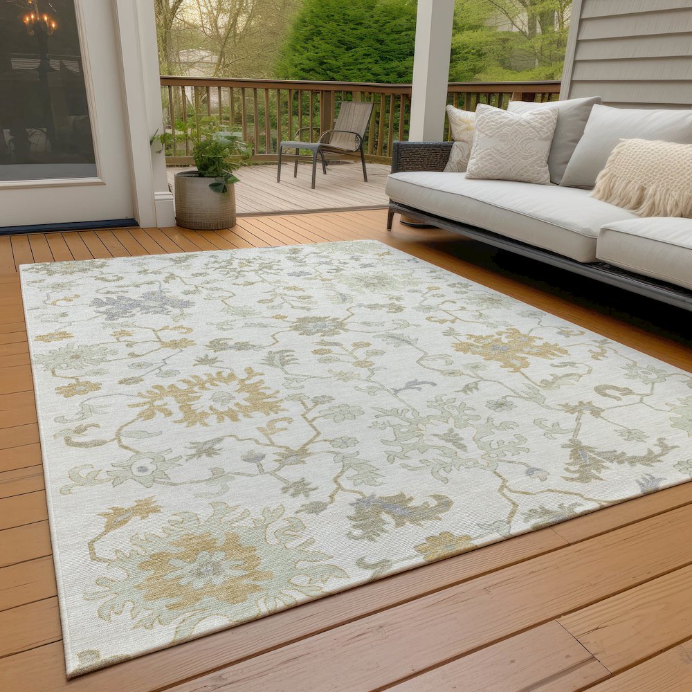 Machine Washable Indoor/Outdoor Chantille Ivory 5' x 7'6" Rug. Picture 8