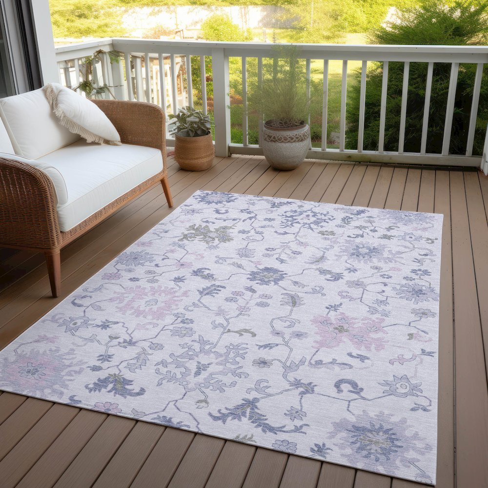 Machine Washable Indoor/Outdoor Chantille Lavender 5' x 7'6" Rug. Picture 7