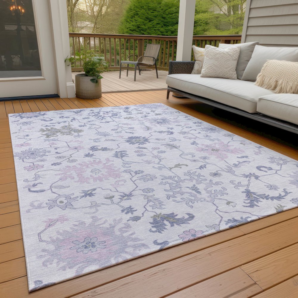 Machine Washable Indoor/Outdoor Chantille Lavender 5' x 7'6" Rug. Picture 8