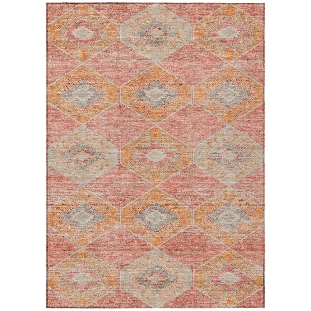 Machine Washable Indoor/Outdoor Chantille Coral 5' x 7'6" Rug. Picture 1