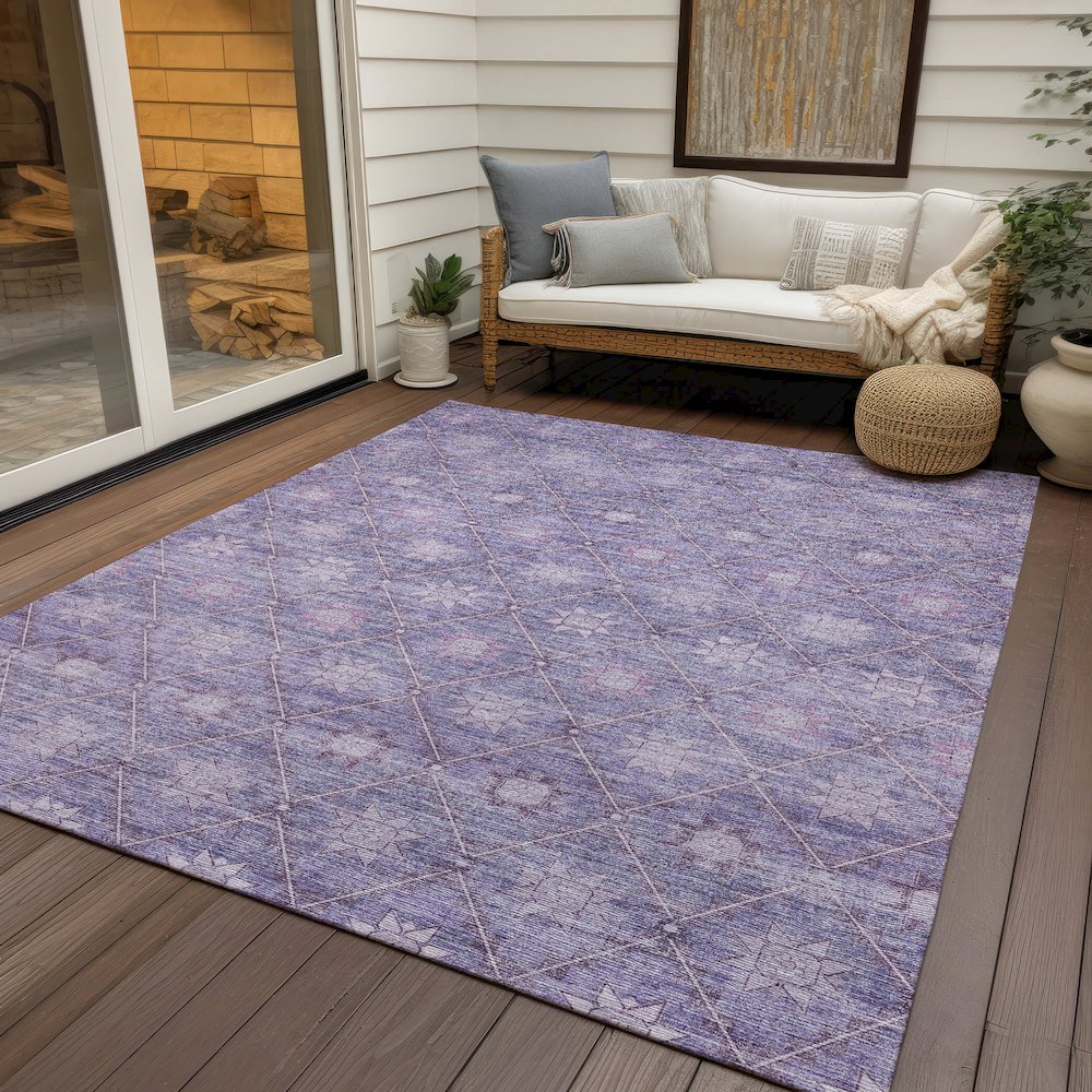 Machine Washable Indoor/Outdoor Chantille Purple 5' x 7'6" Rug. Picture 7