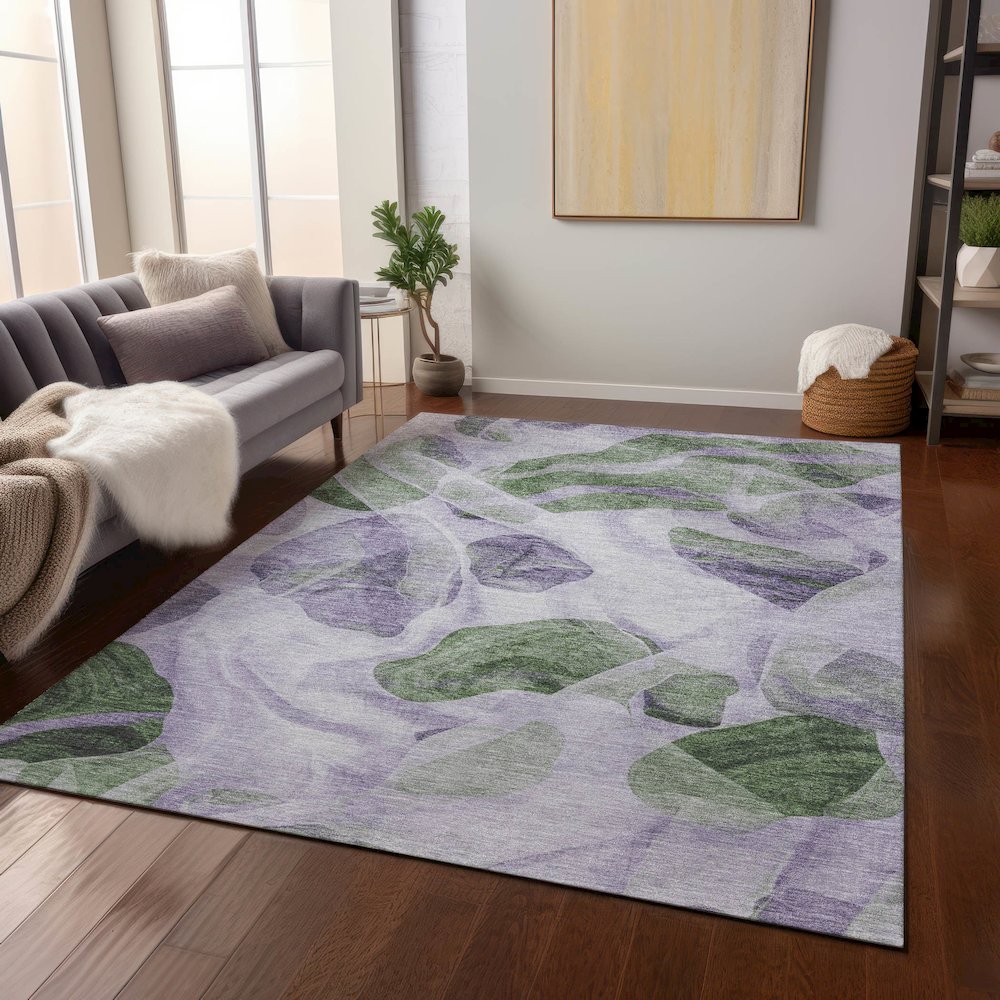 Machine Washable Indoor/Outdoor Chantille Lavender 5' x 7'6" Rug. Picture 6