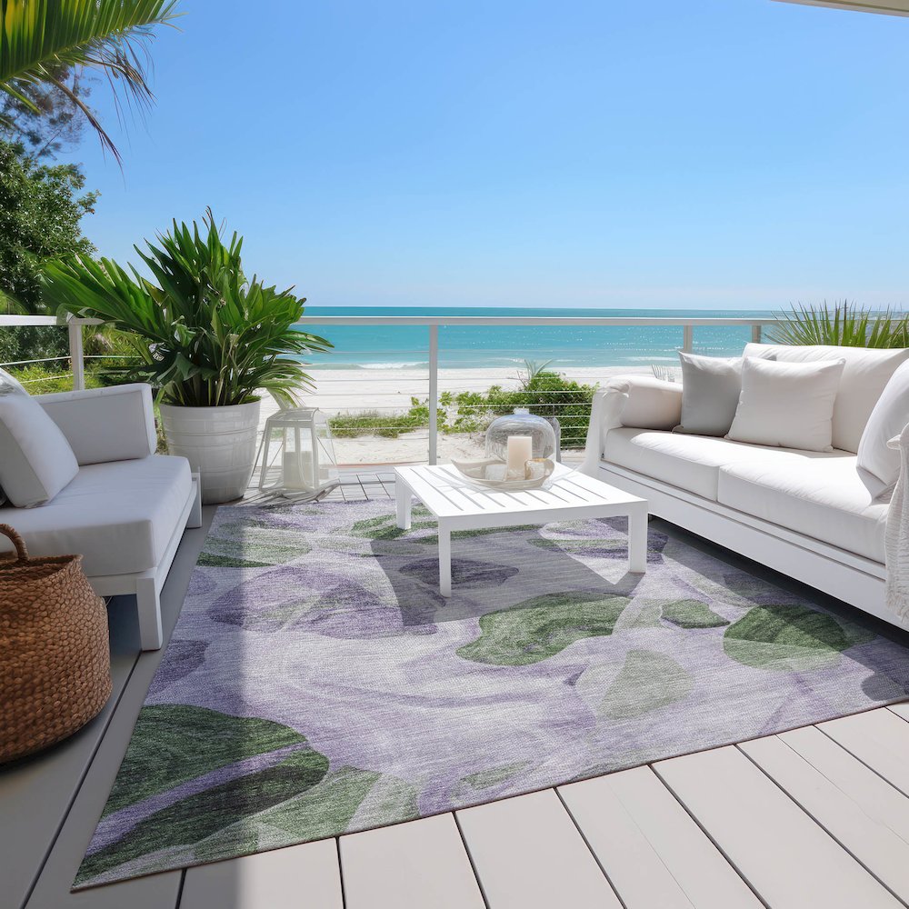 Machine Washable Indoor/Outdoor Chantille Lavender 5' x 7'6" Rug. Picture 8