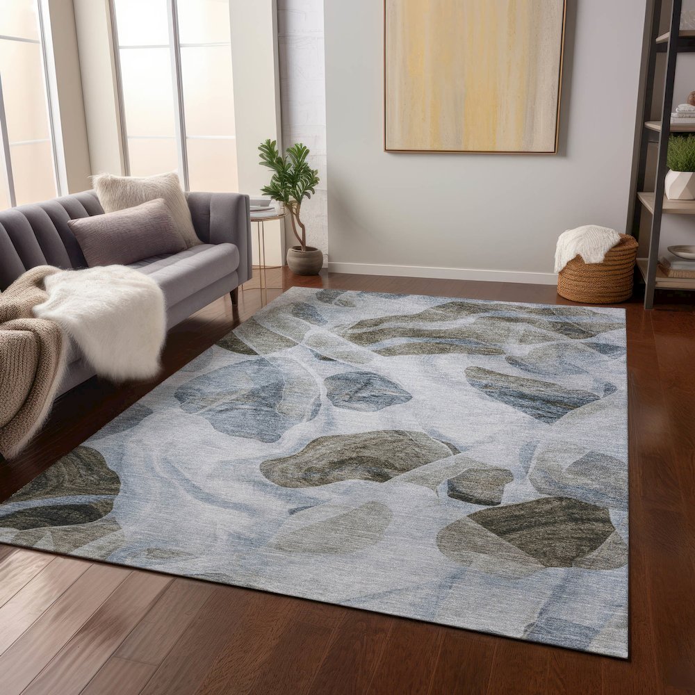 Machine Washable Indoor/Outdoor Chantille Sky 5' x 7'6" Rug. Picture 6