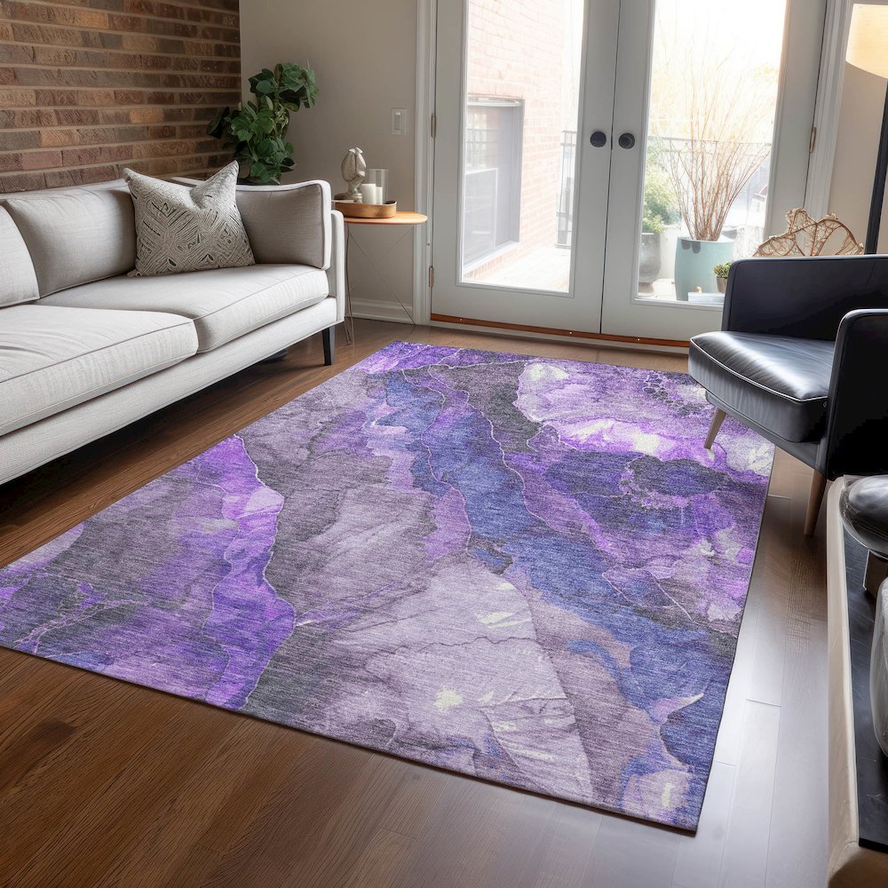 Machine Washable Indoor/Outdoor Chantille Lavender 5' x 7'6" Rug. Picture 5