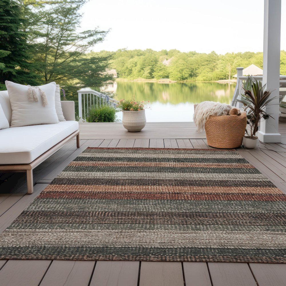 Machine Washable Indoor/Outdoor Chantille Paprika 5' x 7'6" Rug. Picture 7