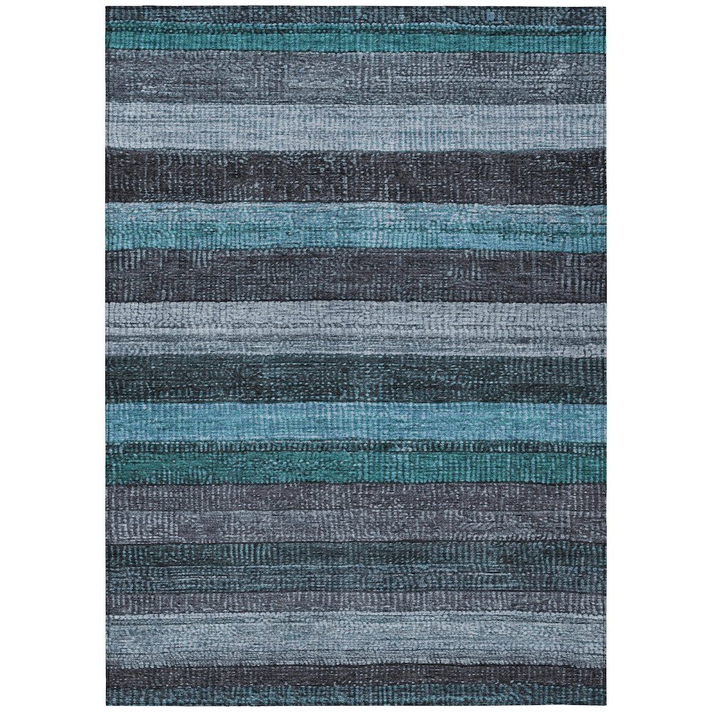 Machine Washable Indoor/Outdoor Chantille Teal 5' x 7'6" Rug. Picture 1