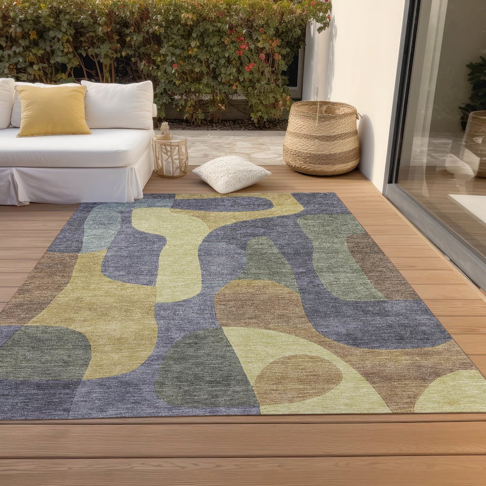 Machine Washable Indoor/Outdoor Chantille Purple 5' x 7'6" Rug. Picture 8