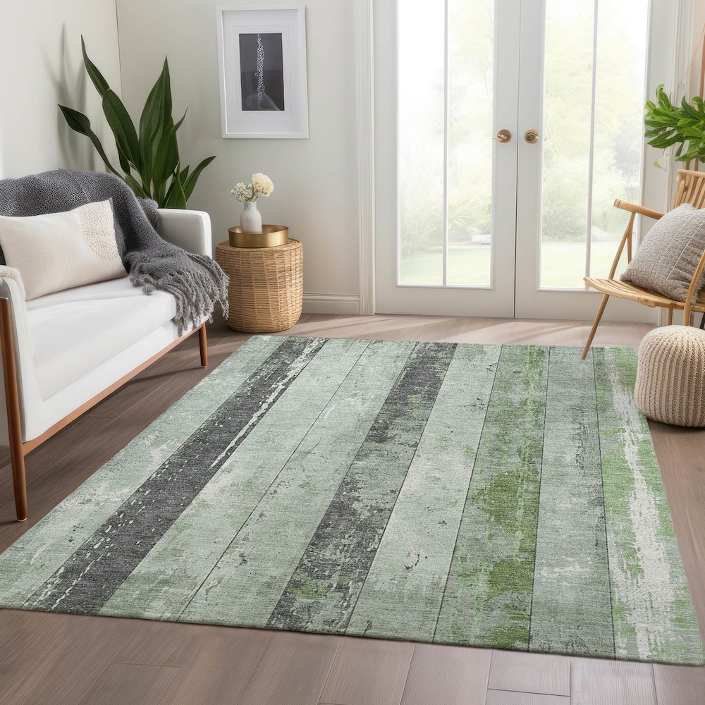 Machine Washable Indoor/Outdoor Chantille Aloe 5' x 7'6" Rug. Picture 6