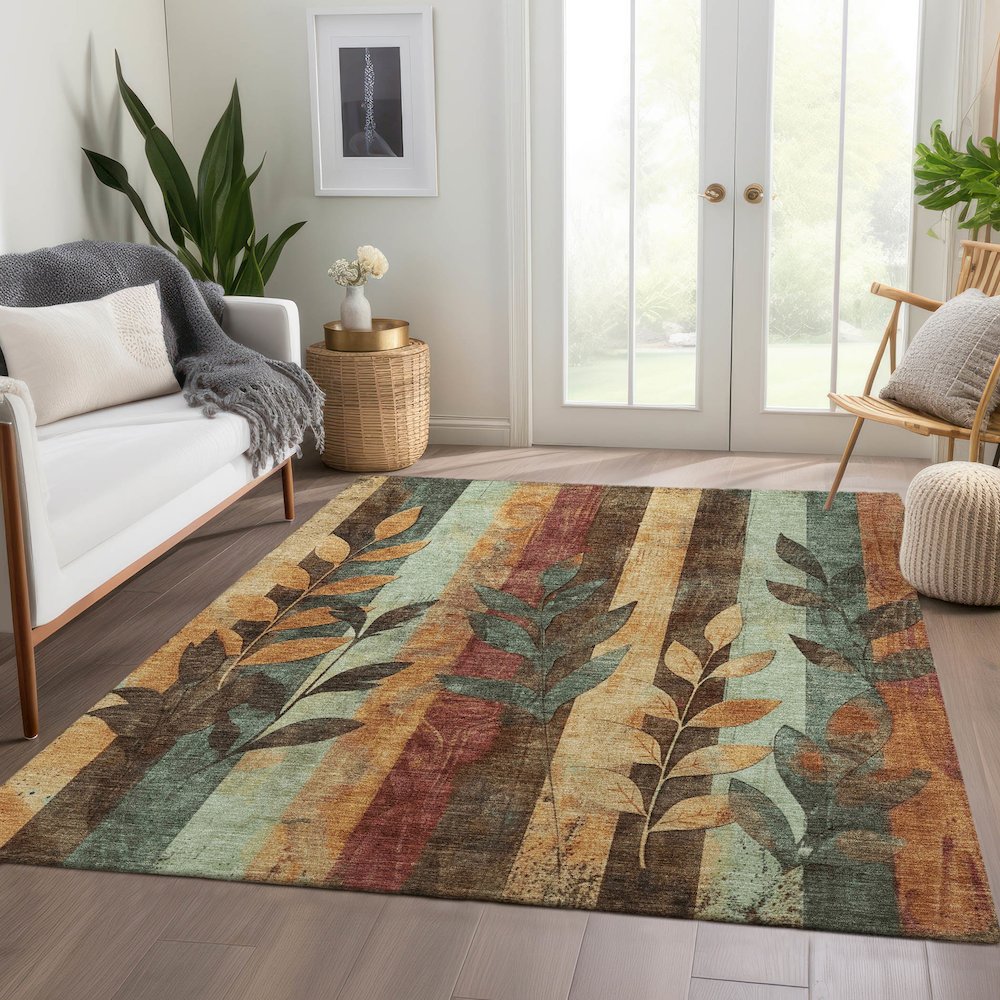 Machine Washable Indoor/Outdoor Chantille Wheat 5' x 7'6" Rug. Picture 6