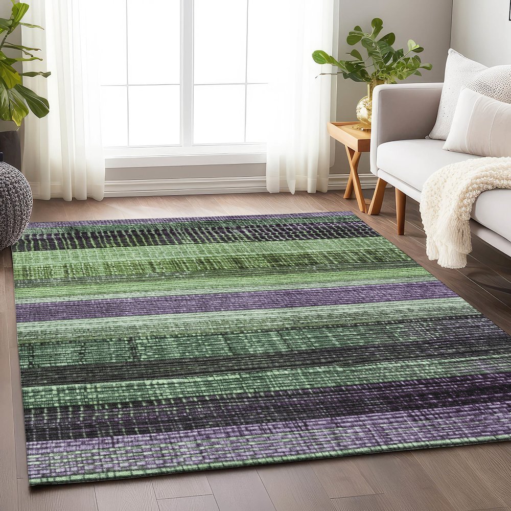 Machine Washable Indoor/Outdoor Chantille Purple 5' x 7'6" Rug. Picture 5