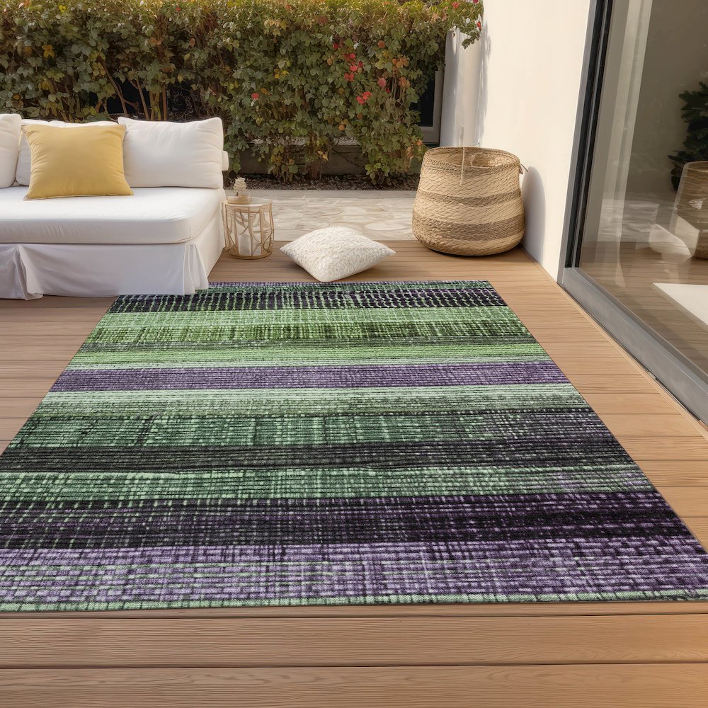 Machine Washable Indoor/Outdoor Chantille Purple 5' x 7'6" Rug. Picture 8