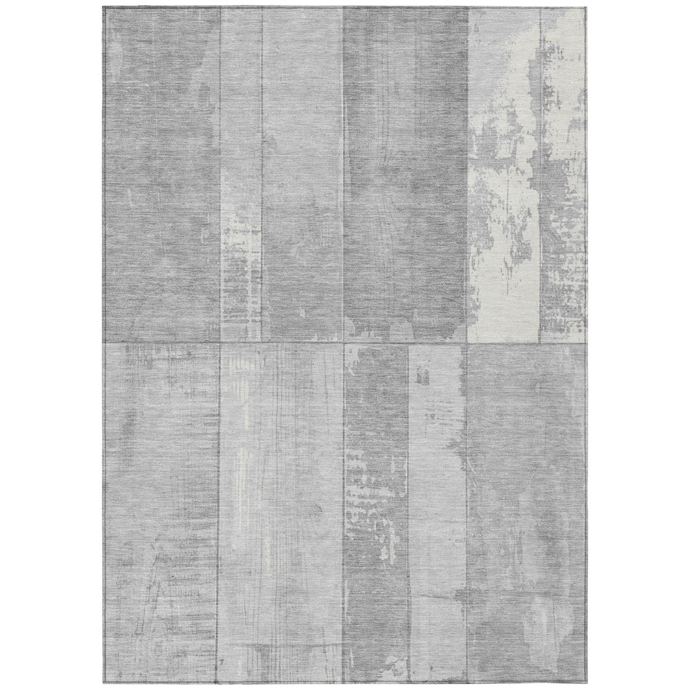Machine Washable Indoor/Outdoor Chantille Gray 5' x 7'6" Rug. Picture 1