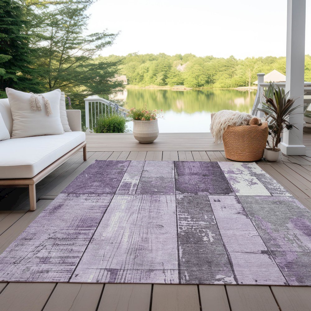 Machine Washable Indoor/Outdoor Chantille Purple 5' x 7'6" Rug. Picture 7