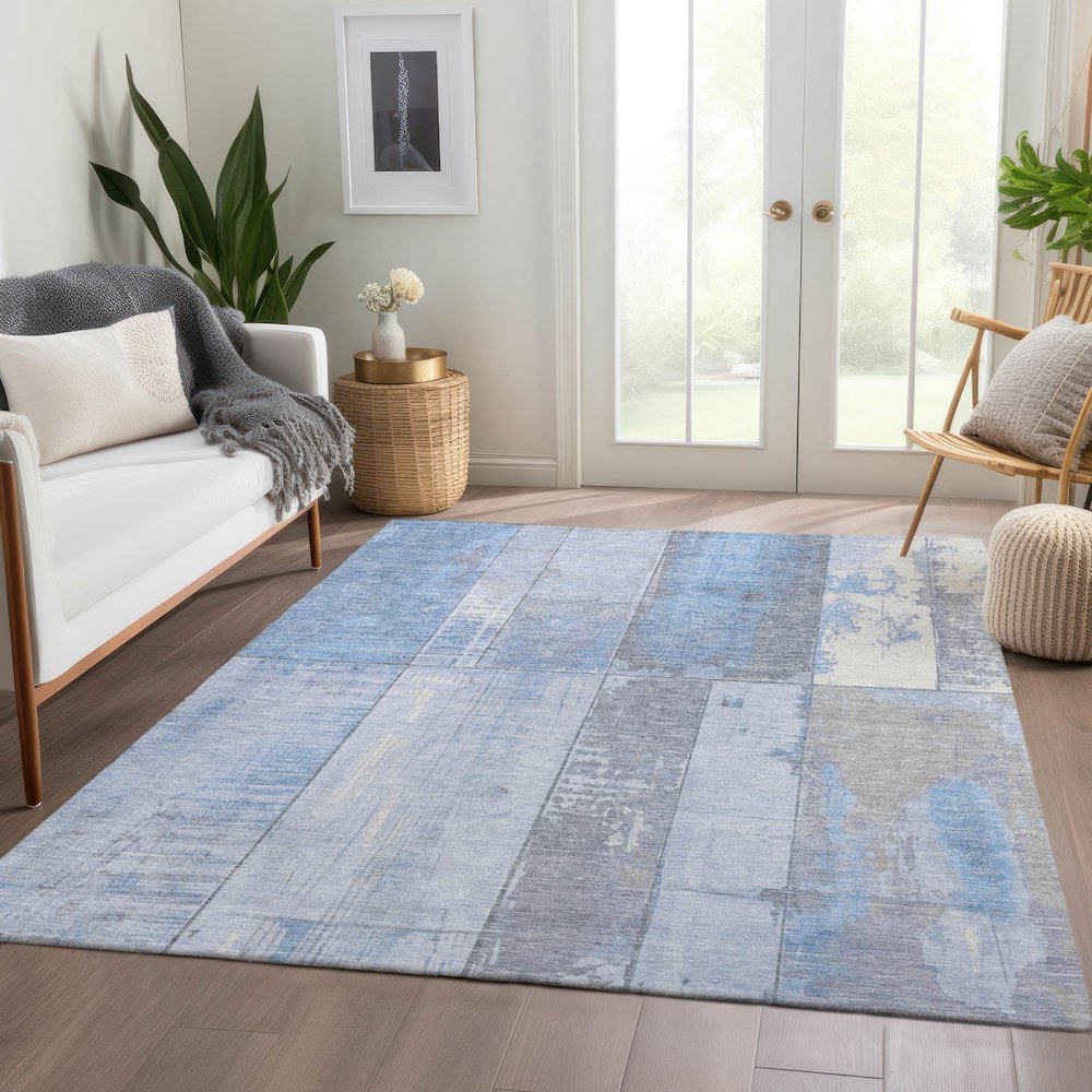 Machine Washable Indoor/Outdoor Chantille Sky 5' x 7'6" Rug. Picture 6