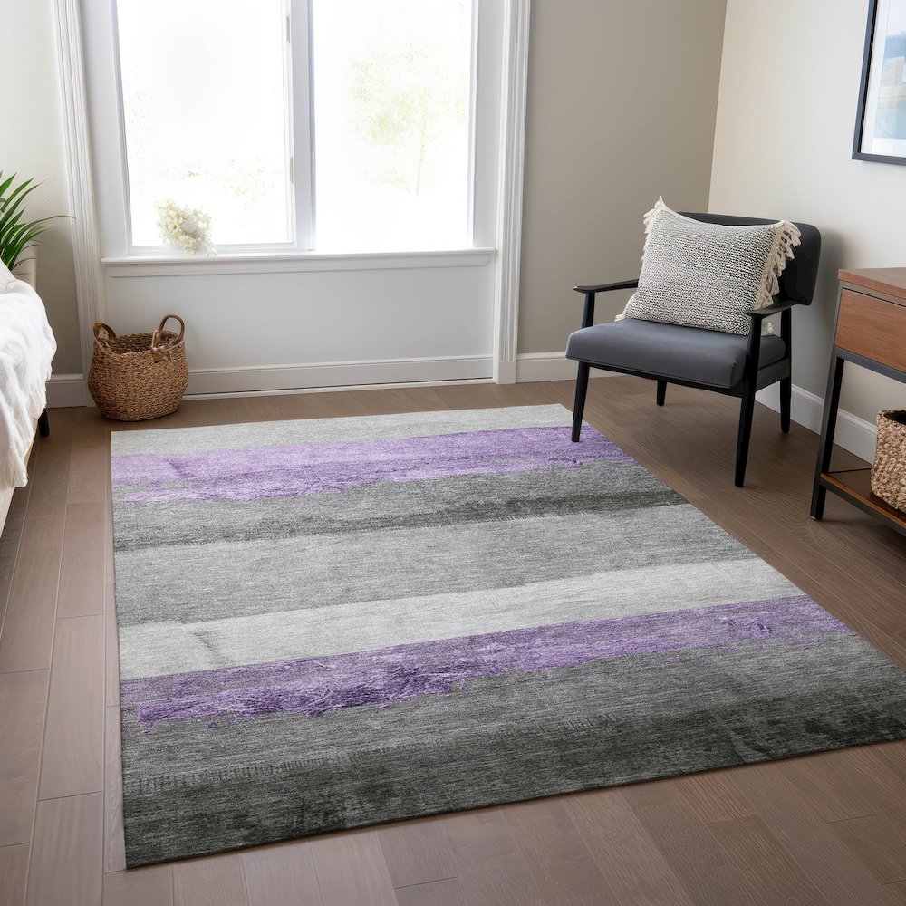 Machine Washable Indoor/Outdoor Chantille Lavender 5' x 7'6" Rug. Picture 6