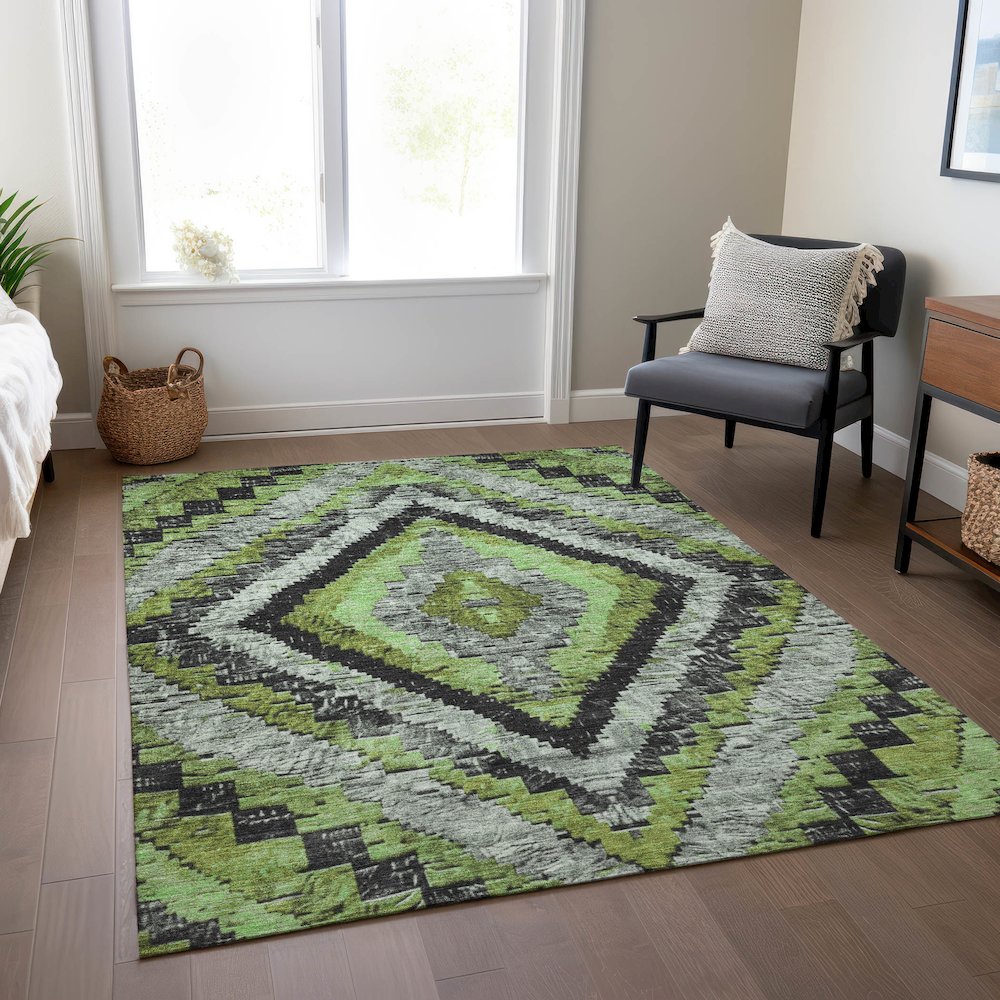 Machine Washable Indoor/Outdoor Chantille Aloe 5' x 7'6" Rug. Picture 6