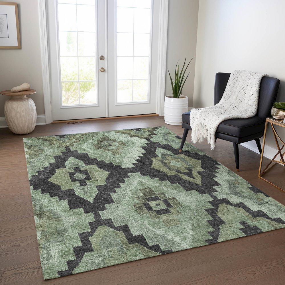 Machine Washable Indoor/Outdoor Chantille Aloe 5' x 7'6" Rug. Picture 5