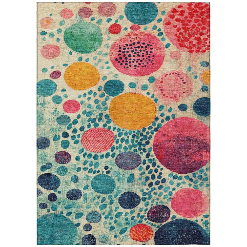 Machine Washable Indoor/Outdoor Chantille Teal 5' x 7'6" Rug. Picture 1