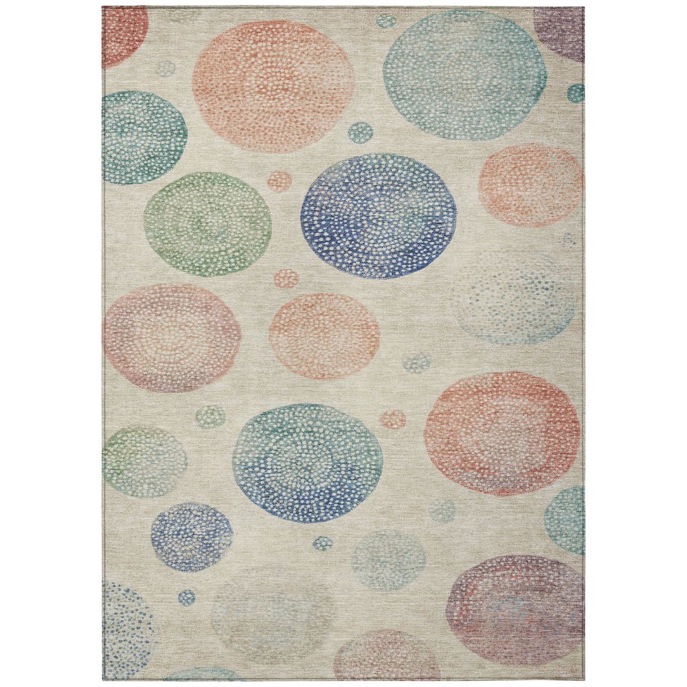 Machine Washable Indoor/Outdoor Chantille Ivory 5' x 7'6" Rug. Picture 1
