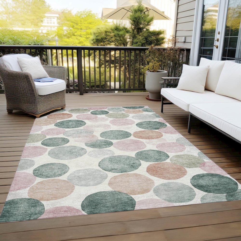 Machine Washable Indoor/Outdoor Chantille Salmon 5' x 7'6" Rug. Picture 8