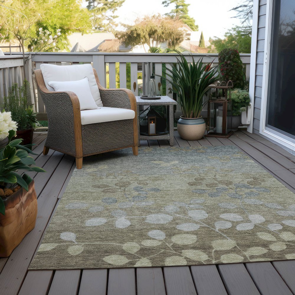 Machine Washable Indoor/Outdoor Chantille Khaki 5' x 7'6" Rug. Picture 7