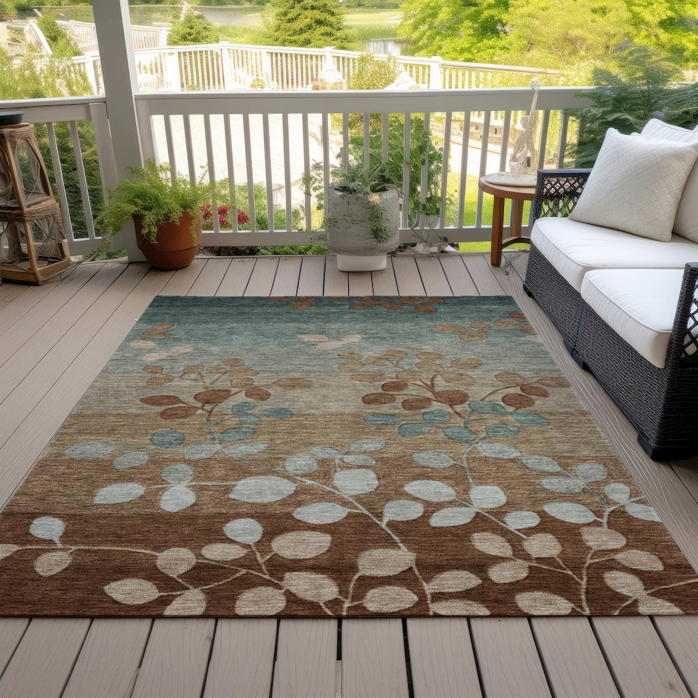 Machine Washable Indoor/Outdoor Chantille Mocha 5' x 7'6" Rug. Picture 8