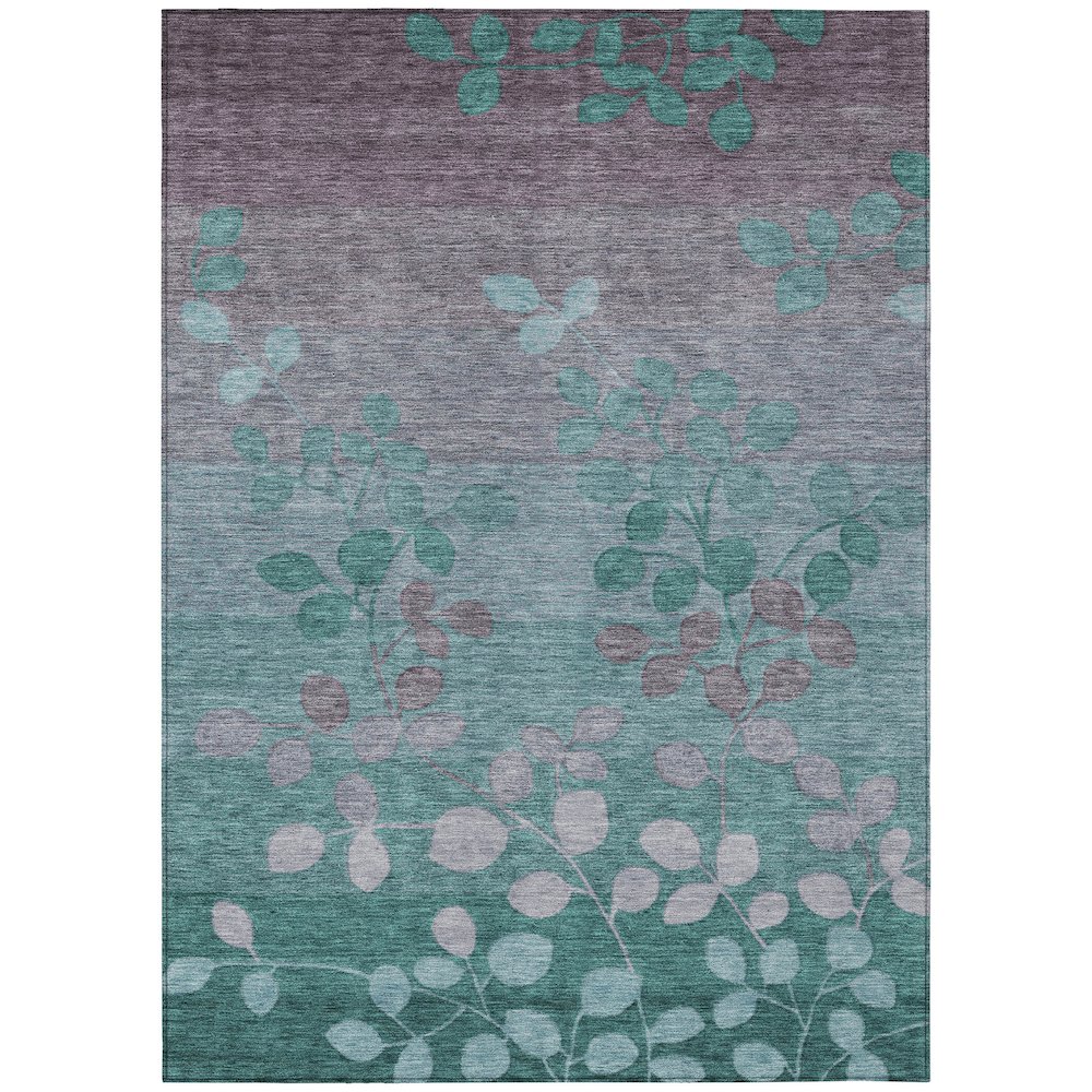 Machine Washable Indoor/Outdoor Chantille Teal 5' x 7'6" Rug. Picture 1