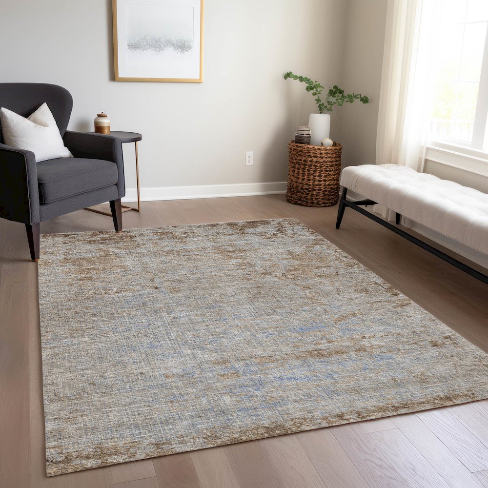 Machine Washable Indoor/Outdoor Chantille Taupe 5' x 7'6" Rug. Picture 6