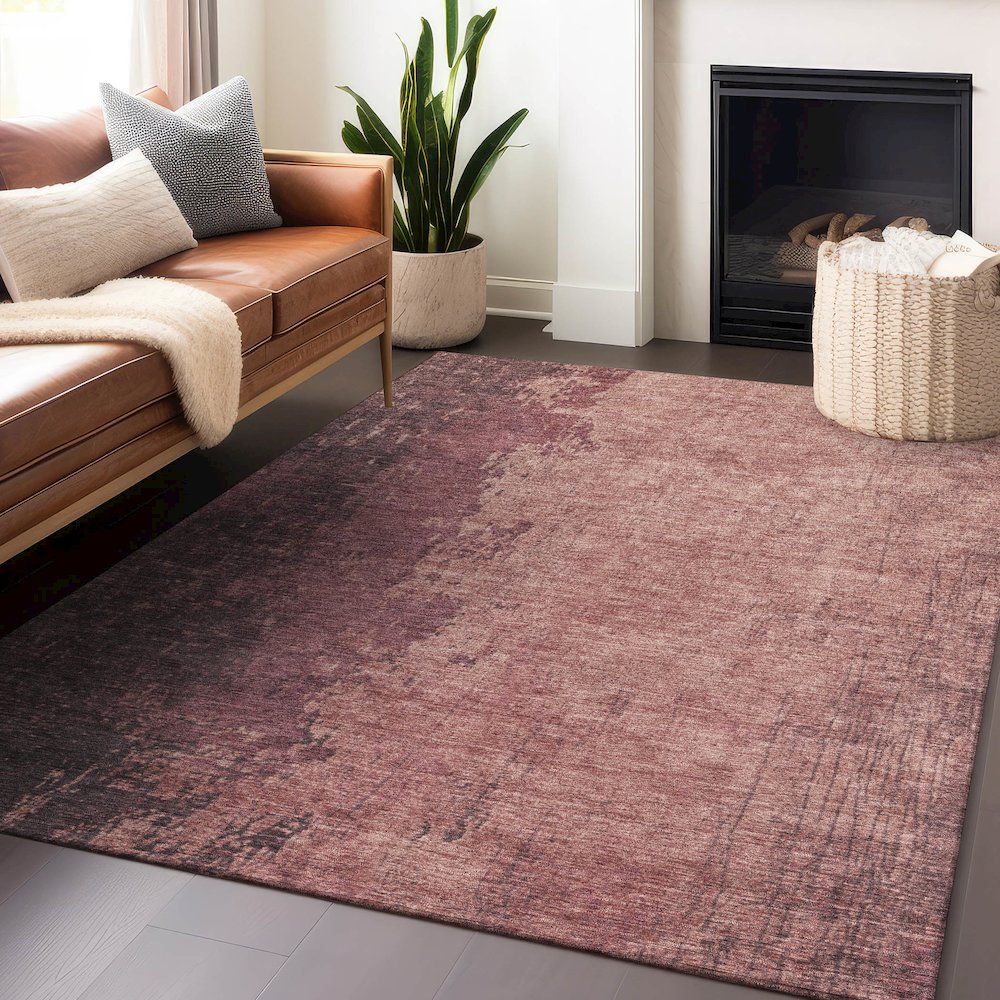 Machine Washable Indoor/Outdoor Chantille Coral 5' x 7'6" Rug. Picture 5