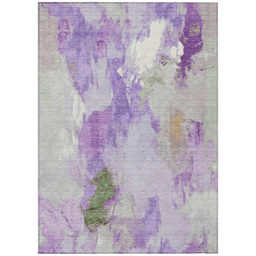 Machine Washable Indoor/Outdoor Chantille Purple 5' x 7'6" Rug. Picture 1