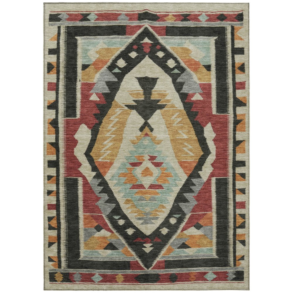 Machine Washable Indoor/Outdoor Chantille Red 5' x 7'6" Rug. Picture 1