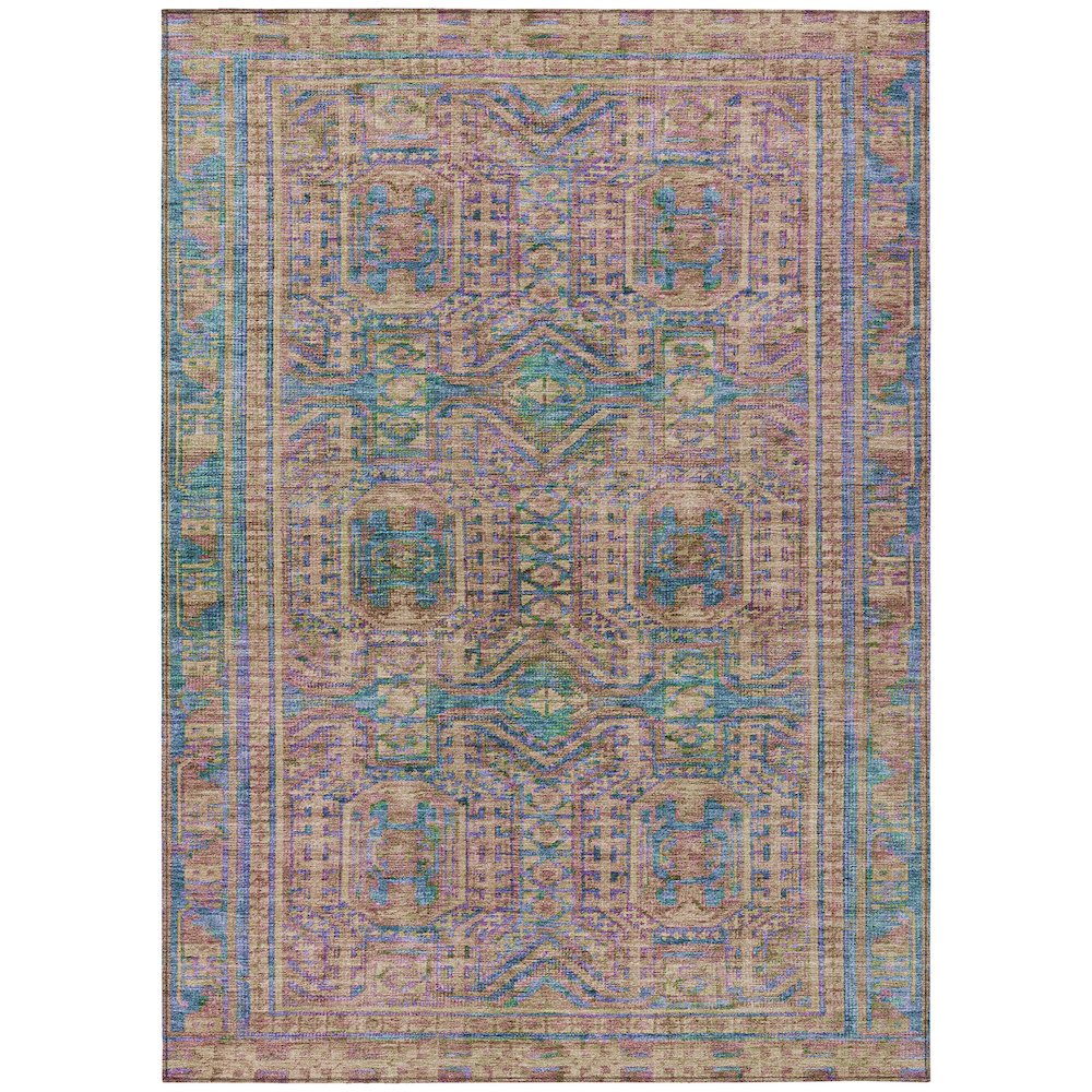 Machine Washable Indoor/Outdoor Chantille Orange 5' x 7'6" Rug. Picture 1