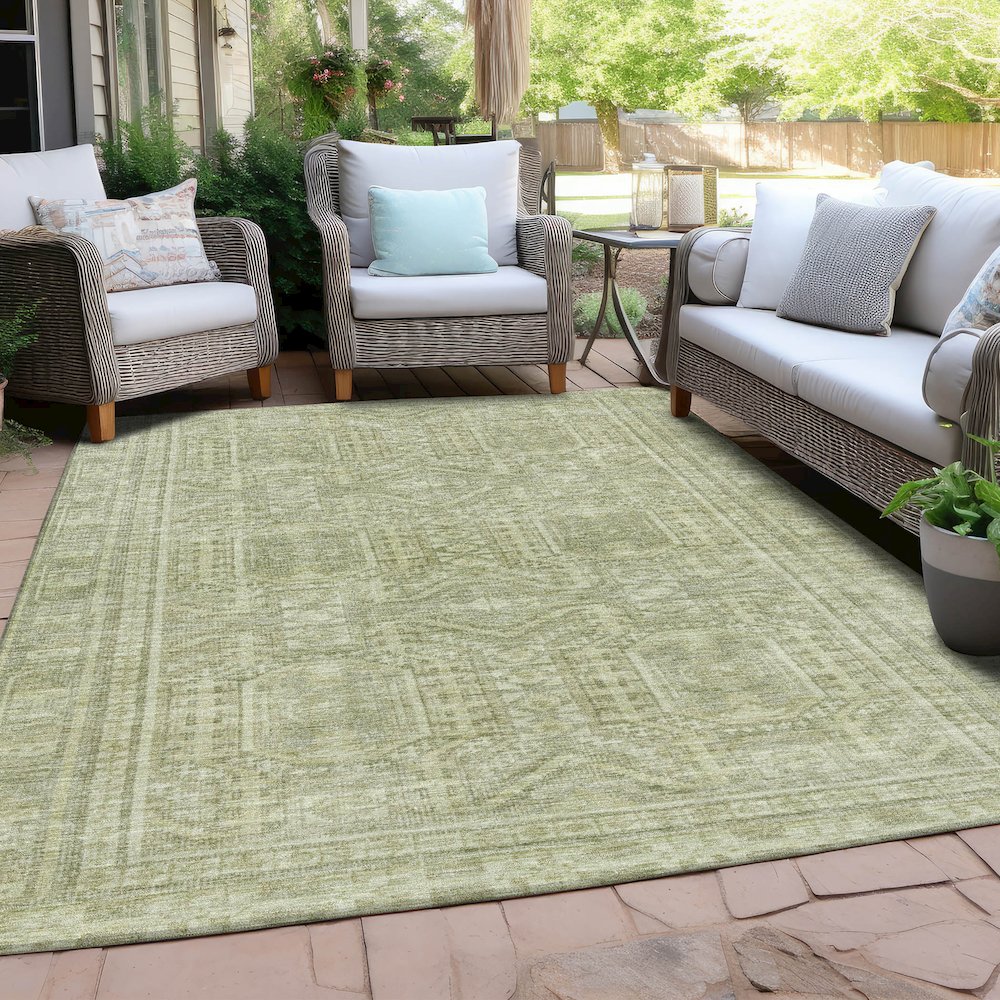 Machine Washable Indoor/Outdoor Chantille Sage 5' x 7'6" Rug. Picture 7