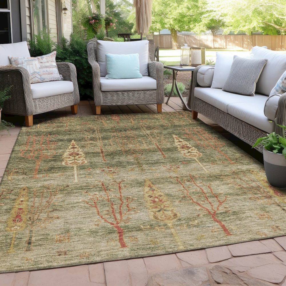 Machine Washable Indoor/Outdoor Chantille Aloe 5' x 7'6" Rug. Picture 7