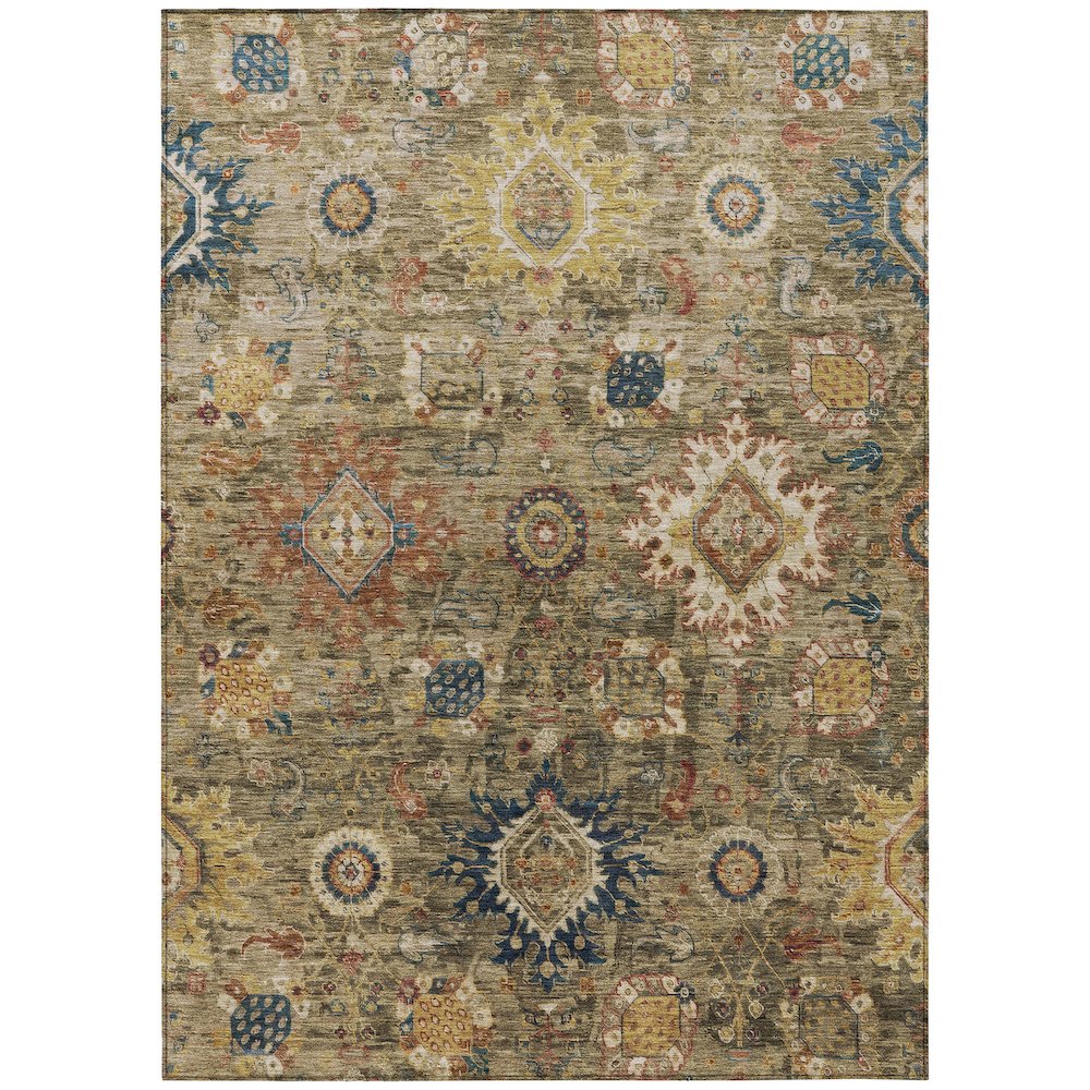 Machine Washable Indoor/Outdoor Chantille Brown 5' x 7'6" Rug. Picture 1