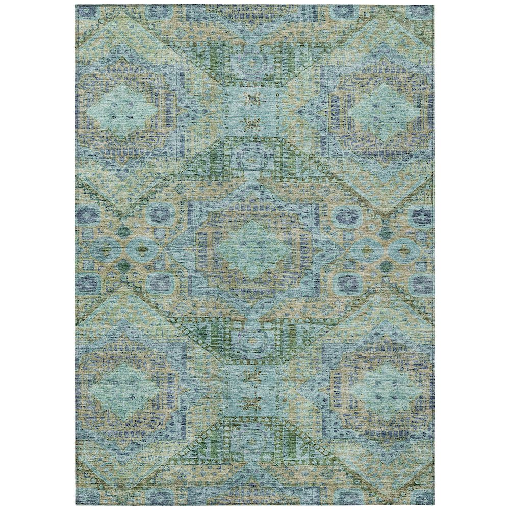 Machine Washable Indoor/Outdoor Chantille Green 5' x 7'6" Rug. Picture 1